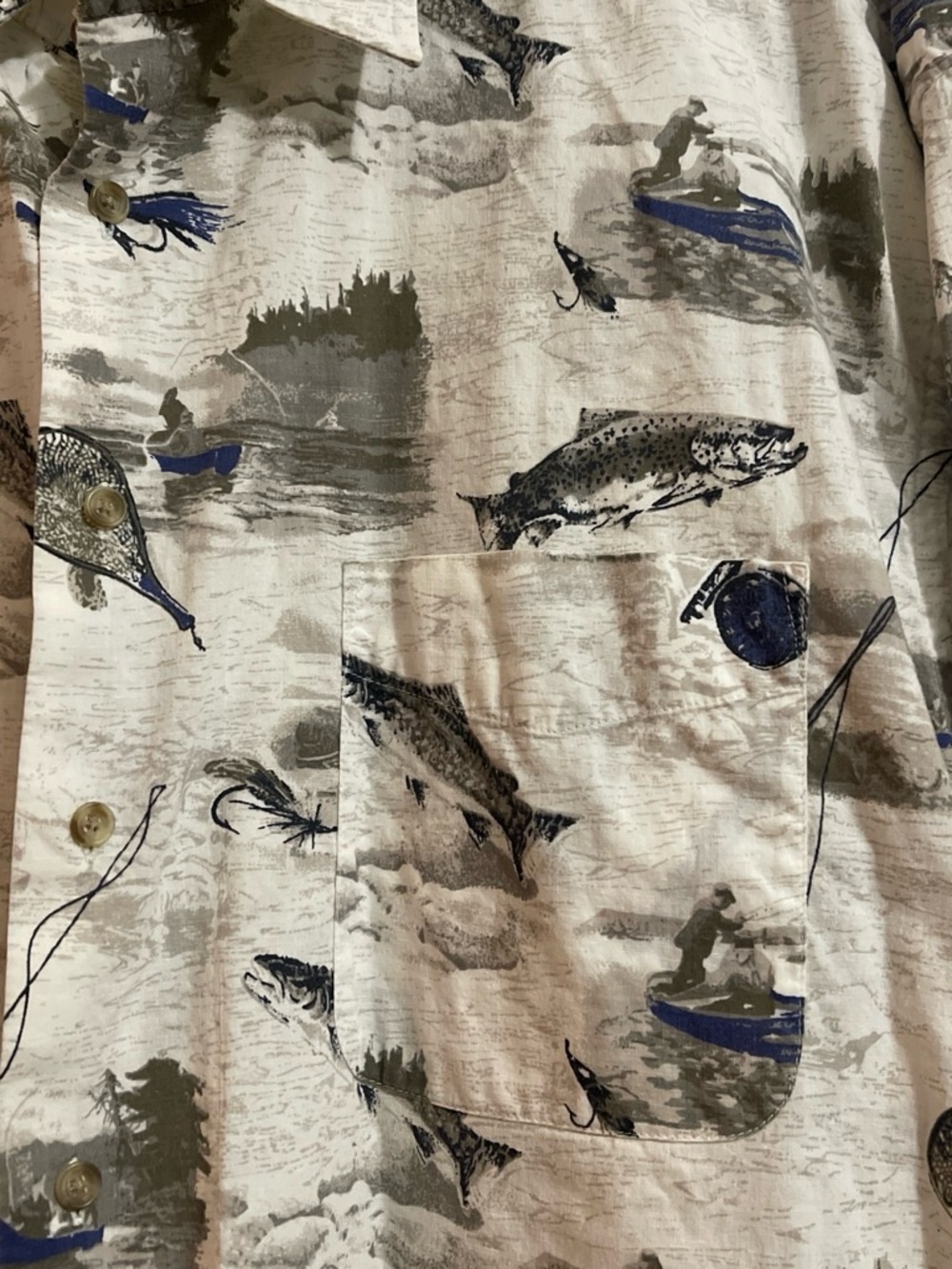 Fox Fire Men’s Short Sleeve Fishing Print Shirt XL Tall - Picture 7 of 8